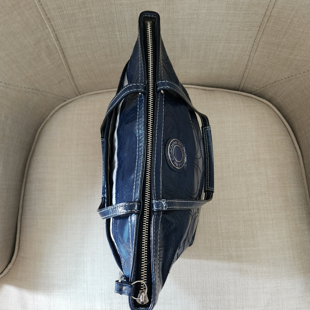 Coach 19198 Vintage Patent Leather Stitched Signature Tote/ Shoulder Bag - Picture 2 of 15